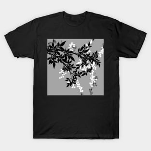 TREE BRANCHES GRAY AND WHITE AND BLACK LEAVES AND BERRIES 2020 T-Shirt